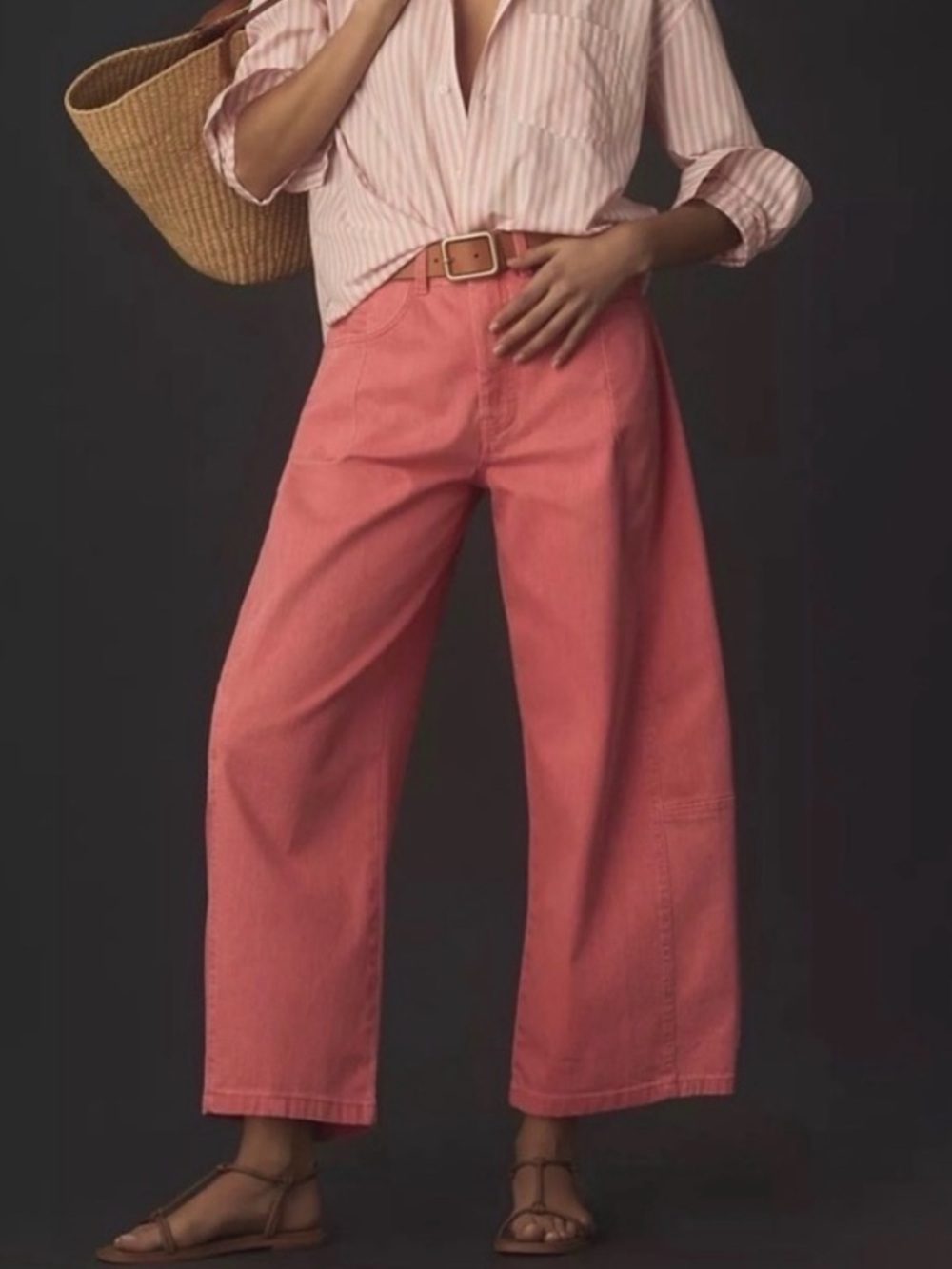 Pilcro Anthropologie The Kenna Mid-Rise Heritage Barrel Jeans Coral